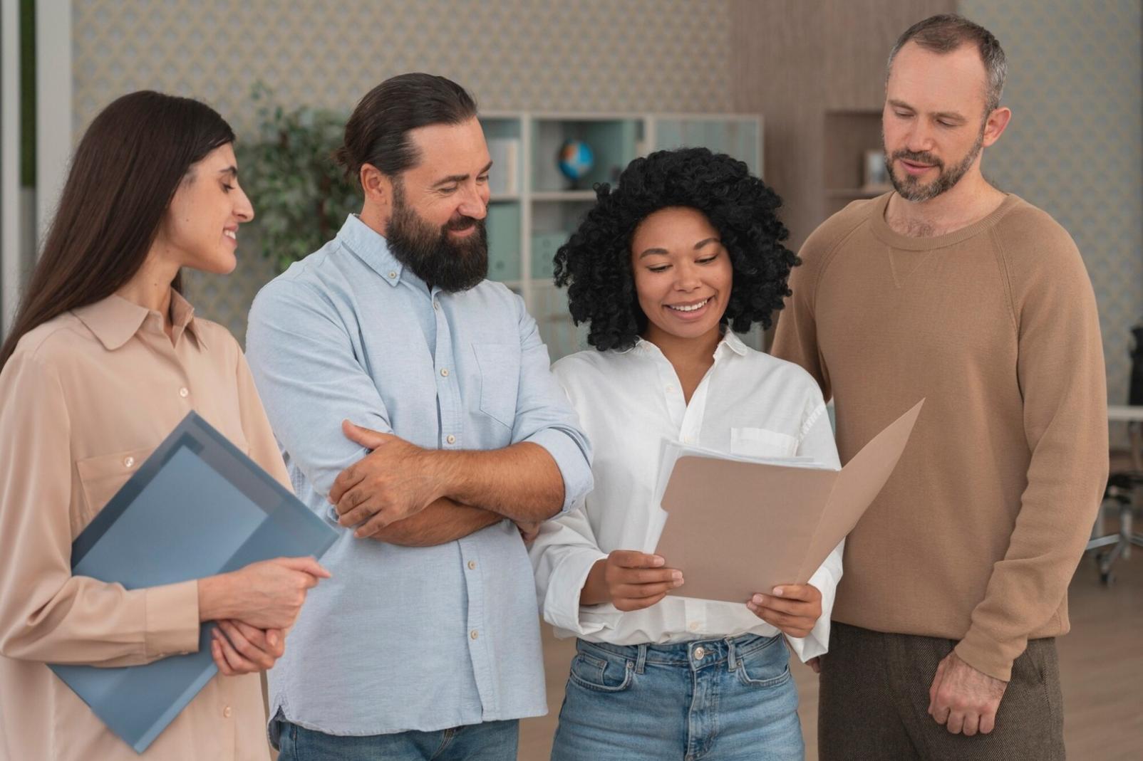 Professionnels travaillant sur des modèles financiers